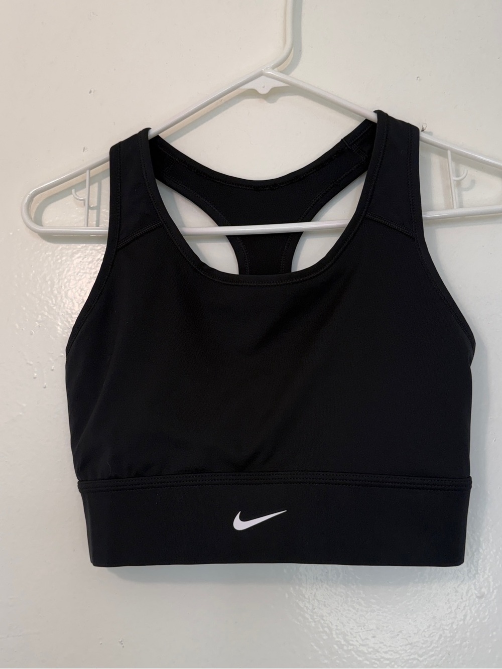 Nike Black Swoosh Longline Racerback Sports Bra Medium Support Cropped Top